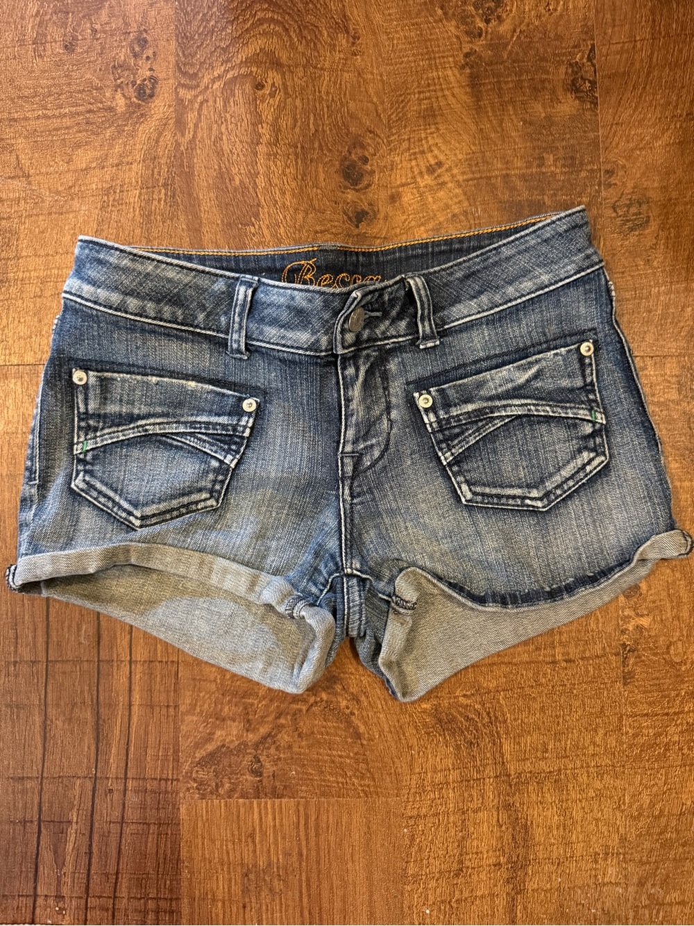 dELiA*s Washed Blue Denim Roll-Cuff Shorts